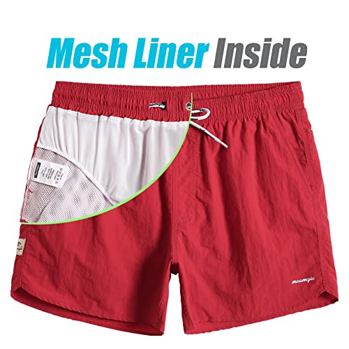 Image of maamgic Mens Swim Trunks 5 inch with Mesh Lining Quick Dry Bathing Suits for Men Swim Shorts Swimwear