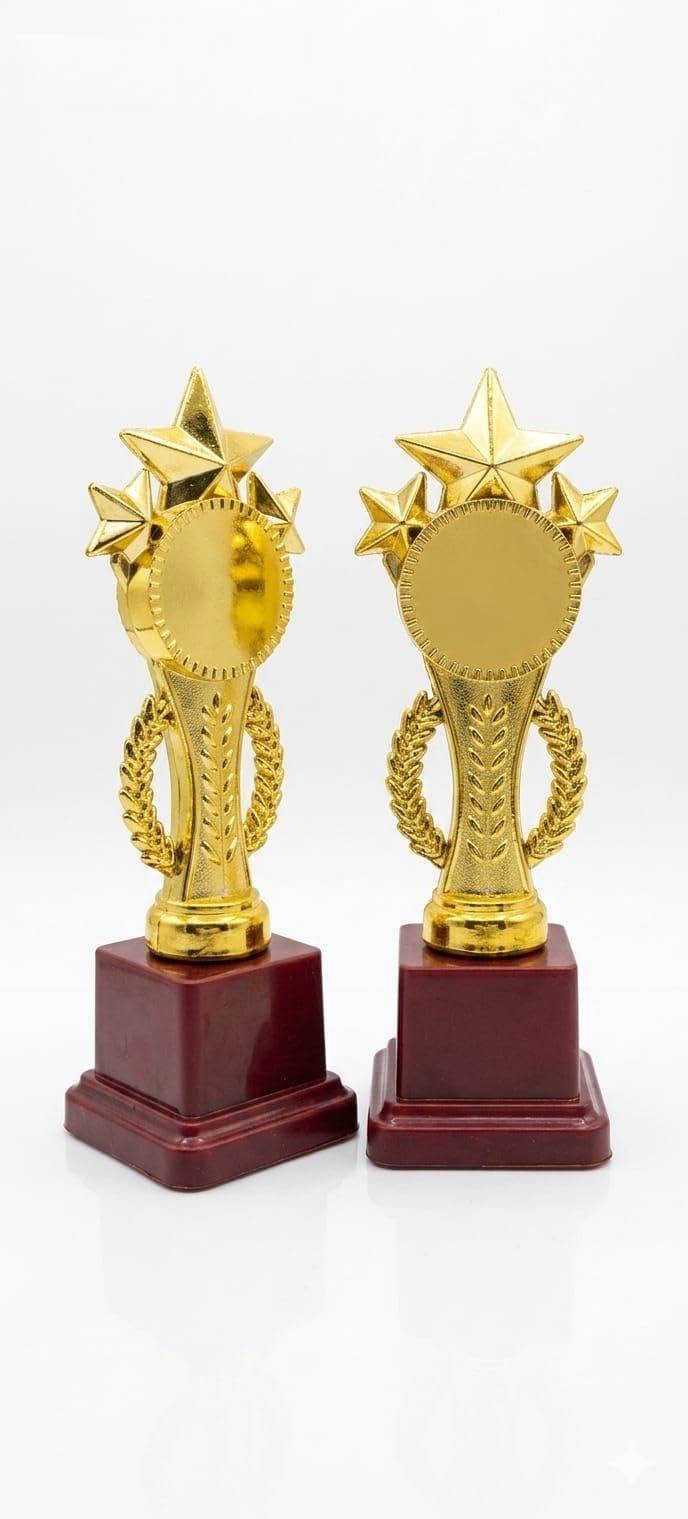 Metallic Fibre Star Tower Golden Winning Trophy 8.5 Inch Pack of 2 Trophy | Awards, Recognition-picture-27