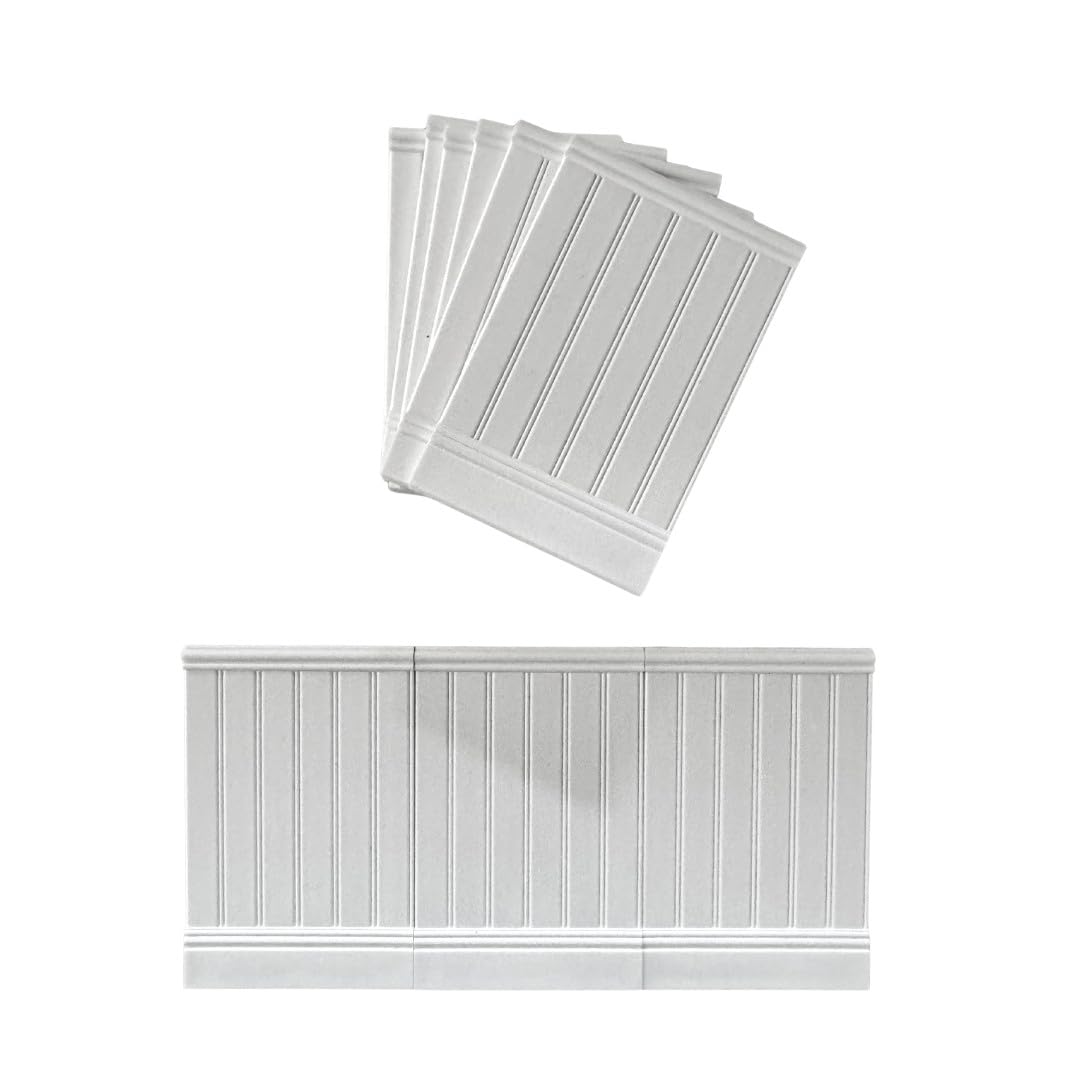 Linic Proops Dolls House Wall Panels, White, Tongue and Groove, Pack of 10, 1/12th Scale (A1002) Free UK Postage