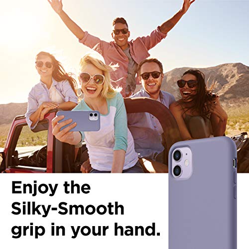 Image of elago Compatible with iPhone 11 Case, Liquid Silicone Case, Full Body Protective Cover, Shockproof, Slim Phone Case, Anti-Scratch Soft Microfiber Lining, 6.1 inch (Lavender Grey)
