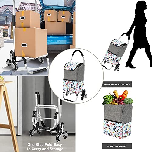 Belegao Einkaufstrolley 50 Liter mit 6 große Räder, Klappbar, Treppensteiger, Wasserdichter, Stabil Trolley, bis 45 kg belastbar, Einkaufstasche Grau, Multifunktional Einkaufstrolley – Bild 4