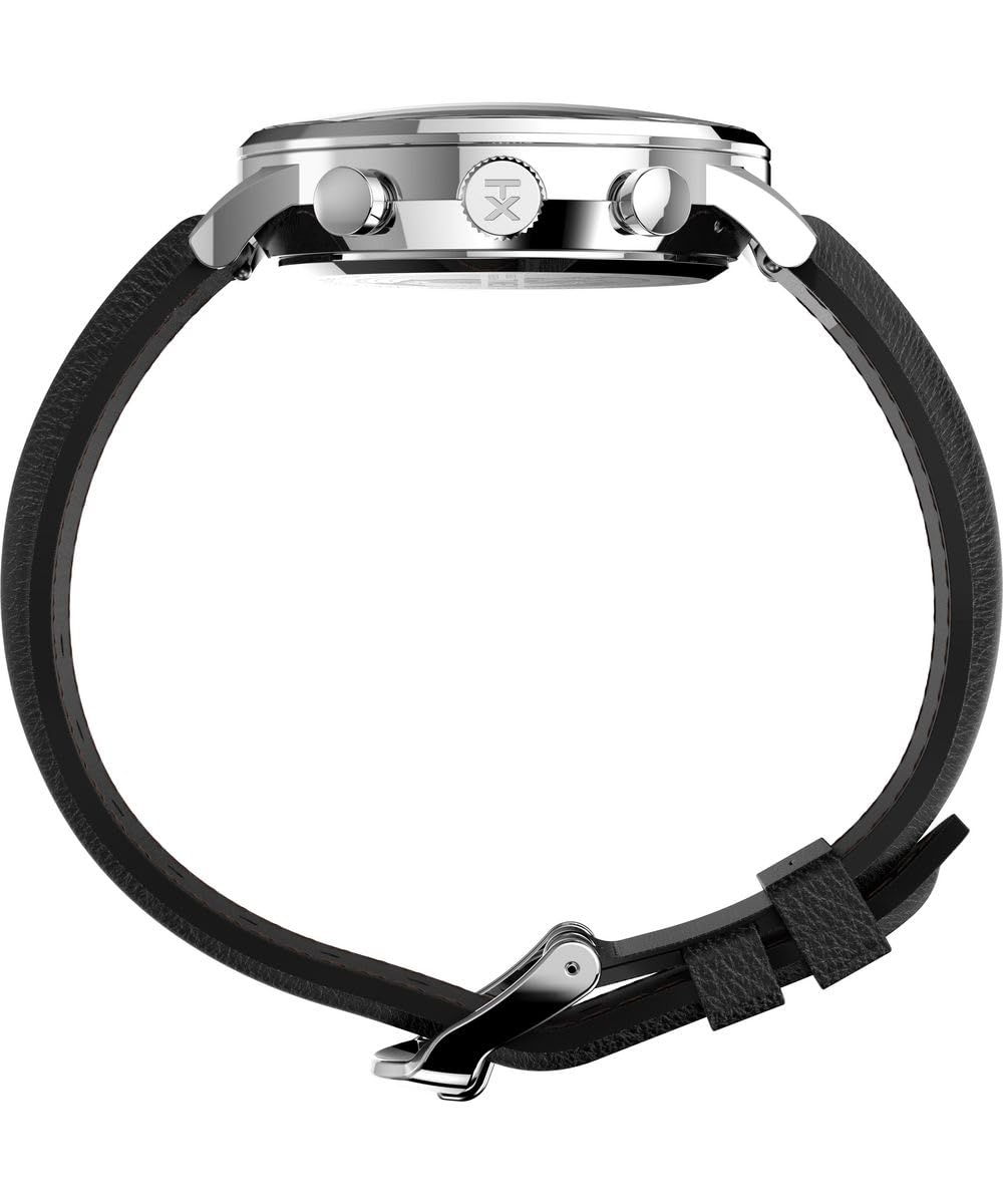 Timex Waterbury Tw2U88300 Zegarek Męski, 40 mm, Czarny Skórzany Pasek, Czarna Tarcza i Koperta ze Stali Nierdzewnej
