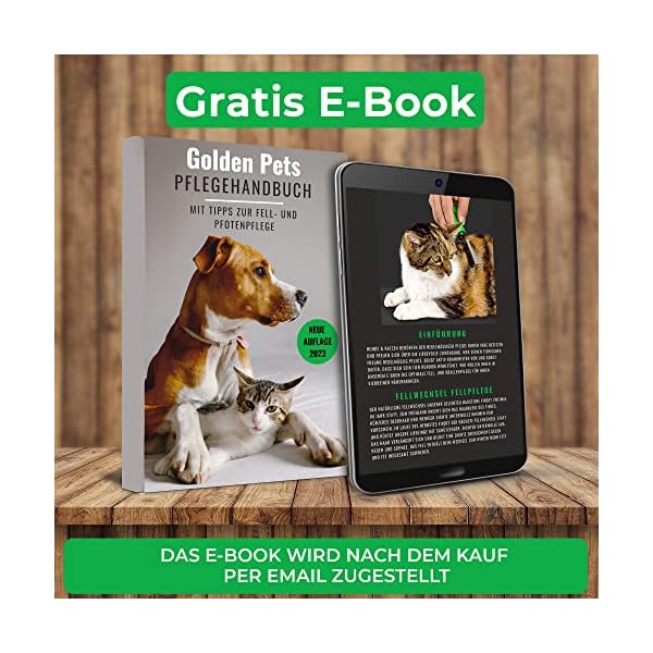 Golden Pets Kamm-Set I Hunde- & Katzenbürste mittel bis langhaar geeignet I Kleine - große Haustiere I Einfache Reinigung I + Gratis Pflegehandbuch – Bild 8