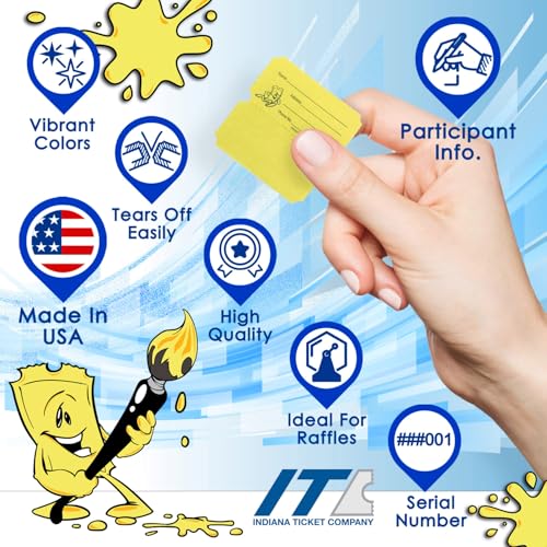 image for INDIANA TICKET CO. 2,000 Yellow Double Roll Raffle Tickets (2,000 Coun