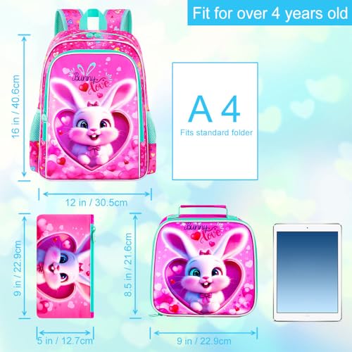 Image of 16 inch Backpack for Girls Boys 4-8, 3Pcs Kids Bookbag Set with Lunch Box, School Bag for Preschool Kindergarten