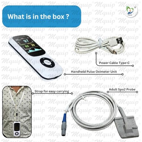 Image of Handheld Pulse Oximeter with OLED Display | SpO₂, Pulse Rate, Respiratory Rate & PI | Motion Tolerant | Rechargeable | Adult Silicone Sensor | Multi-User Data & Alarms