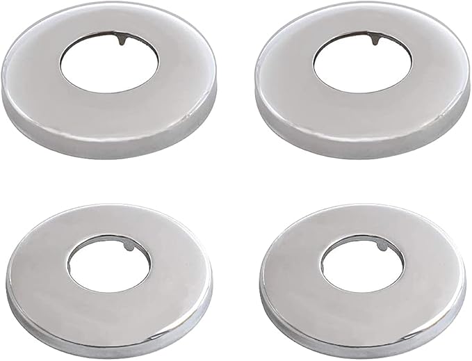 Yingcen 4 Pcs Chrome Pipe Cover Tall Hole Cover Stainless Steel Valve Pipe Collar Round Cover