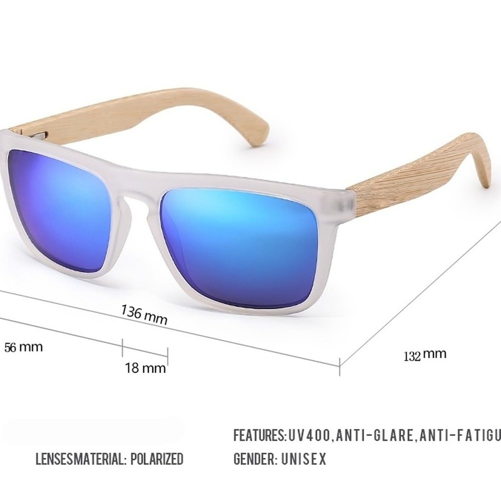 Gafas de sol rectangulares con lentes para conducir, protección UV400, montura de madera.