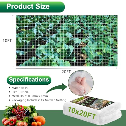 DELSWIN Garden Insect Mesh Netting, 10FT x 20FT Bug Netting for Garden Protection, Row Covers for Garden Beds Pest Protection, Ultra Fine Mesh Net for Strawberry Vegetable Fruit Flowers - Thumbnail 3