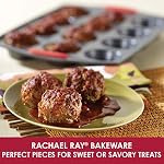Rachael Ray Yum-o! Nonstick Bakeware 12-Cup Muffin & Cupcake Tin With Grips - Gray with Red Grips - Image 3
