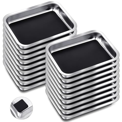Image of Conelist 18 Set 10.2 x 7.5 Inch Stainless Steel Dissection Pan with Wax and Rubber Nonslip Mat, Reusable Classroom Dissecting Pan, Laboratory Tray for Biology Lab, Science Education Supplies (Black)
