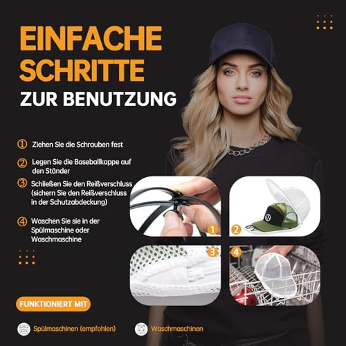 Cap Waschmaschinen Form, Zusammenklappbares Cap Washer – Basecap Waschgestell für Waschmaschine & Geschirrspüler – Basecap Waschgestell Halter, Shaper & Protector Form für die Wäsche – Cap Waschen