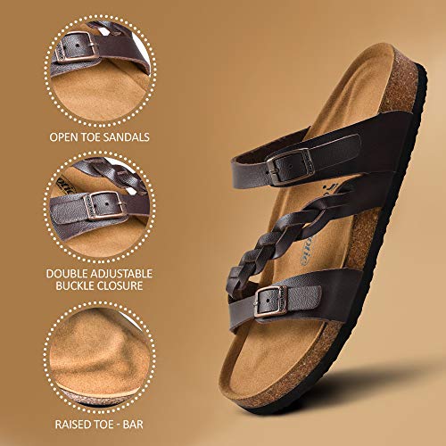 Aerothotic Women's Arch Support Casual Strappy Slide Sandals (Viking Brown, 9) #TOP5