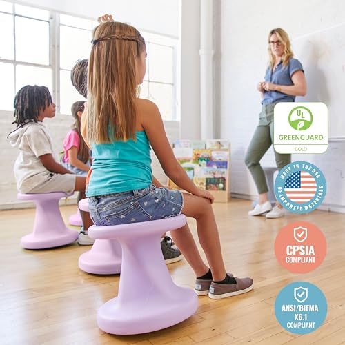 Image of ECR4Kids Twist Active Wobble Stool, 14in Seat Height, Classroom Furniture, Light Purple