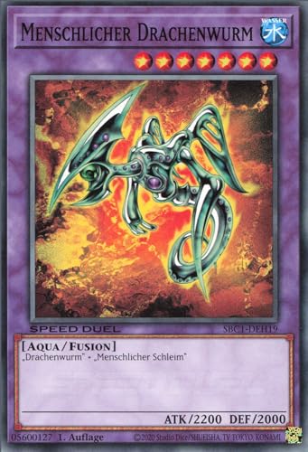 Menschlicher Drachenwurm SBC1-DEH19 Common Deutsch Boosterfrisch 1. Auflage - Speed Duel: Streets of Battle City - mit ReCollectibles-Versandschutz - für Yu-Gi-Oh!