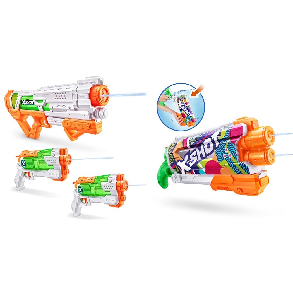 XSHOT Water Gun Set (Epic Blaster, 2x Micro), Amazon Exclusive & Fast-Fill Skins Pump Action Ripple, White