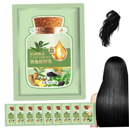 Tinte para el cabello de plantas naturales, 10 Uds., refrescante de larga duración, 30ml, tinte para el cabello con burbujas, planta de burbujas, cuidado suave, coloración rápida, negro Natural, Hai