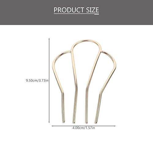 Miniatura 5 de GALPADA 2 horquillas en forma de U, 4 puntas, horquilla lateral, moño, horquilla, accesorios de peinado para mujeres y niñas, dorado plateado