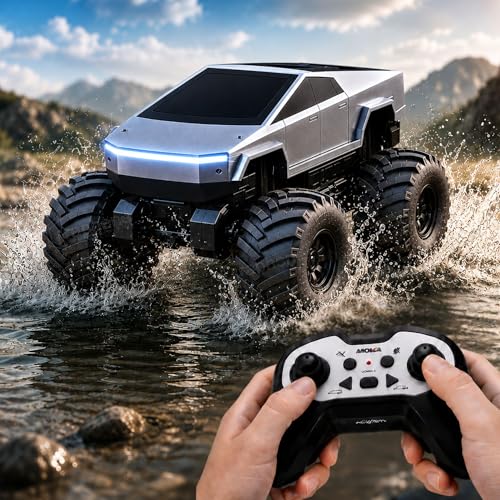 Image of GRAPHENE 1:18 Scale 4WD Amphibious Remote Control Drift Car Waterproof RC Monster Truck 360 Stunt Rotation 2.4GHz Rechargeable Off-Road Rock Crawler LED Lights All Terrain Cyber Truck for Boys Girls