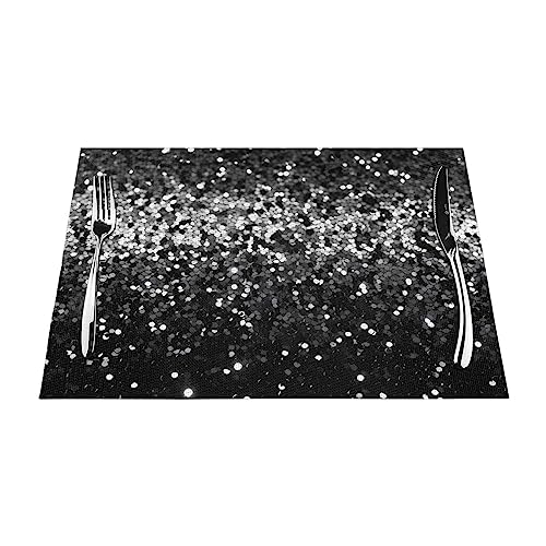 Sets de table en PVC résistant chaleur antidérapant noir blanc - 4