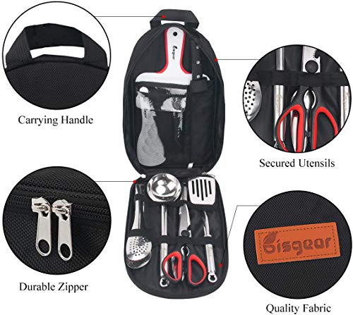 Bisgear-Backpacking-Camping-Cookware-Camp-Kitchen-Utensil-BBQ-Organizer-Travel-Mess-Kit-with-Water-Resistant-Case-Cutting-Board-Rice-Paddle-Tongs-Scissors-Knife-Spork