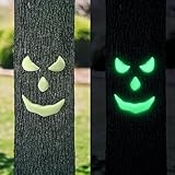 Halloscume Halloween Tree Face Decoration Glow in The Dark Monster Yard Decor Halloween Scary Spooky Facial Hanging Ornament for Outdoor Indoor Garden Yard Window Party
