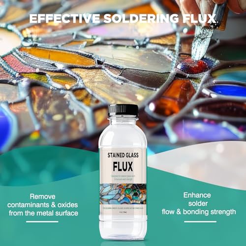 Image of Liquid Zinc Flux for Stained Glass - 4oz - Stained Glass Flux for Soldering Work, Glass Repair and More - Liquid Flux for Stained Glass Solder - Stain Glass Tools and Supplies - Stained Glass Kit