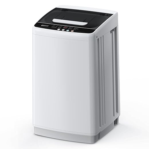 EUHOMY 1.03cu.ft Portable Washer, 8.8Lbs Capacity Small Portable Washing Machine with 10 Programs 5 Water Levels, Drain Pump and LED Display,Compact Washer for Apartments, RVs, Homes, Light Gray