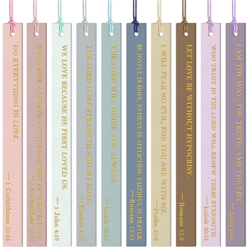 20PCS Leather Bookmark Bible Bookmarks for Reading Women Men Kids Book Lovers Christian Gifts Cute Page Markers Book Marks Religious Christian Bookmarks Inspirational Bible Verse Scripture(Colorful-1)