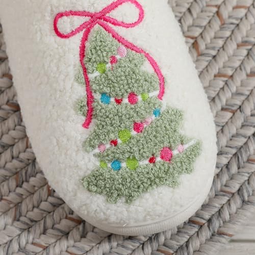 Christmas Tree House Slippers for Women Men Fluffy Soft Cozy Slip on Indoor Outdoor Slippers Christmas Gifts4
