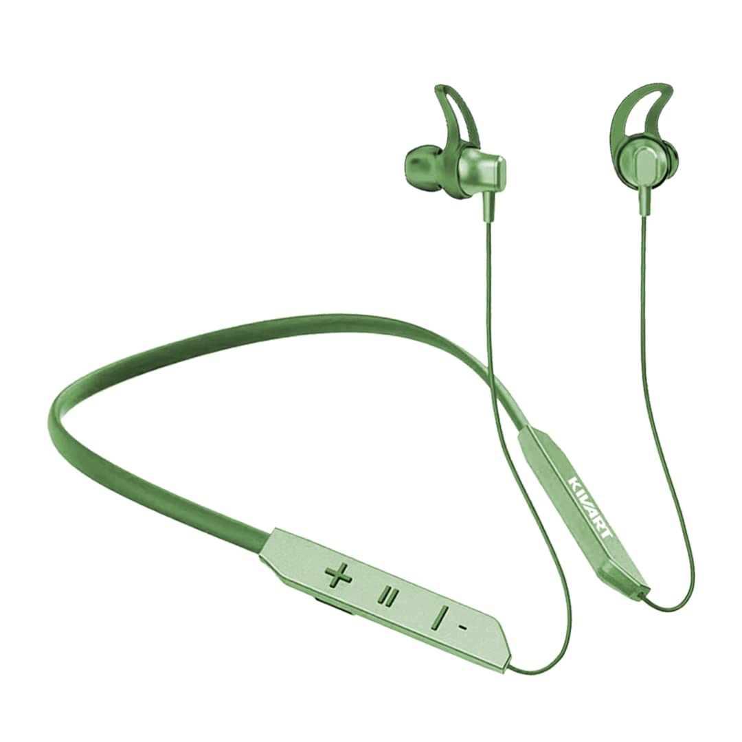 KIVART Vibro Bluetooth Version 5.0 Neckband Upto 60 Hours Playtime,10mm Graphene Drivers, IPX 5 Rated,Low Latency,Built-in subwoofer, Cleared HD Microphone, (Blue) (Green)