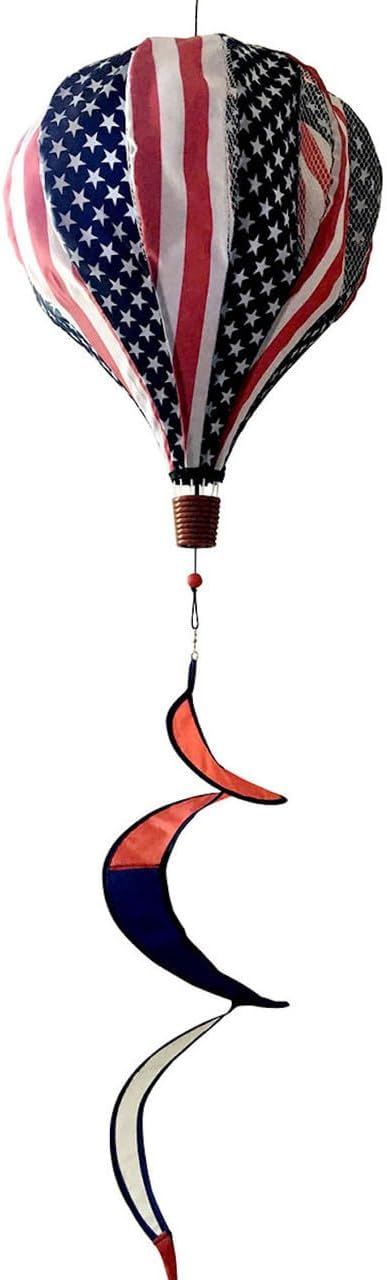 Red White & Blue Deluxe Hot Air Balloon Wind Twister Everyday 54" L