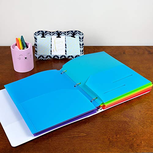Youngever-12-Pack-Heavy-Duty-Plastic-Two-Pocket-Folders-Binder-Dividers-with-Pocket-3-Hole-Punch-Folder-with-Notches-Binder-Folders