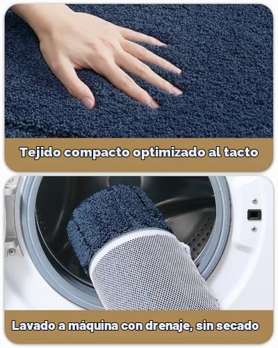 Color&Geometry Alfombra de Baño Grande Antideslizante 60 x 90 cm, Tapete de Baño Absorbente Lavable, Alfombra de Microfibra Suave para Baño, Ducha, Bañera (Azul)
