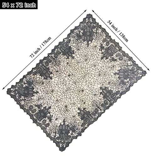 Joysail Halloween Tablecloth - Gothic Black Lace Spider Web Table Cover For Halloween Masquerade, Dinner Party, Scary Movie Nights Table Decorations - 54X72 Inches #TOP4