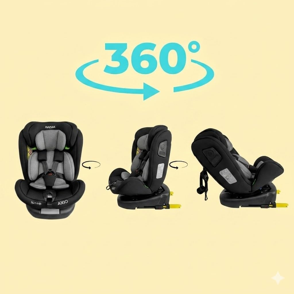 Safety Baby Xenon Isofix - Asiento giratorio de 360° para coche, tamaño I, 40-150 cm, adecuado desde el nacimiento hasta aproximadamente 12 años, grupo 0-1-2-3 Isofix fijaciones y protectores