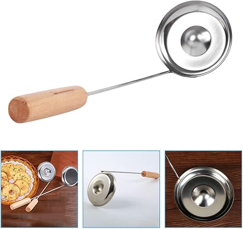 Miniatura 8 de Zerodeko Cuchara de freír colador cuchara de acero inoxidable mango de madera hogar cocina snack molde herramienta estilo aleatorio