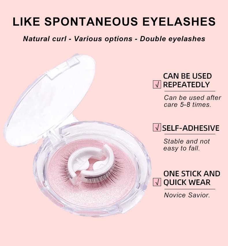 Miniatura 3 de 2 pares de pestañas autoadhesivas reutilizables 2023, no necesita pegamento ni delineador de ojos, fáciles de poner, aspecto natural, pestañas