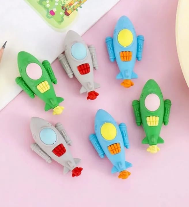 Image of AK Store (Pack of 4) 3D Cute Cartoon Shape Rubber Pencil Erasers, School Stationery for Kids, Boys Girls, Birthday Return Gifts (Aeroplane)