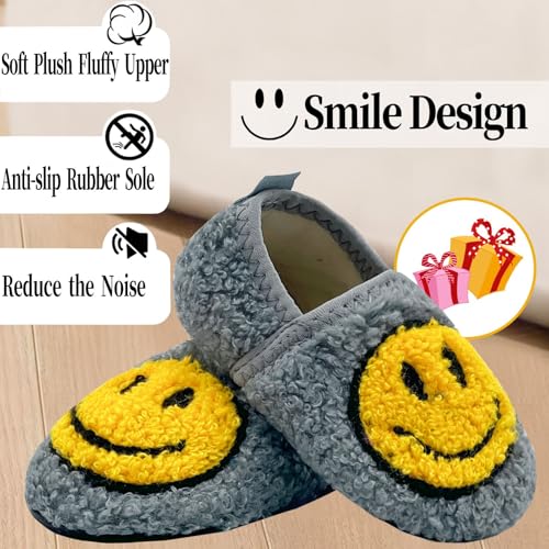 Smile Face Slippers Soft Plush Happy Face Home Slippers Closed Back with Memory Foam Non-slip Rubber Sole House Shoes Cute Indoor Slippers for Women Man2