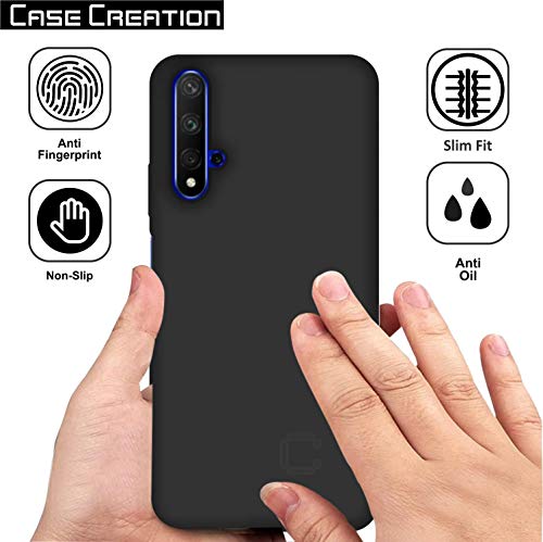 Image of Case Creation for Honor 20 2019 Back case, Huawei Honor 20 Slim Flexible Smart Look case with 360 Camera All Angle Protection (Pure Black)