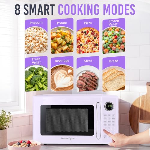 Image of Nostalgia Modern Retro Compact Countertop Microwave Oven - 1.1 Cu. Ft. - 1000-Watts with LED Digital Display - Child Lock - Easy Clean Interior - Lavender
