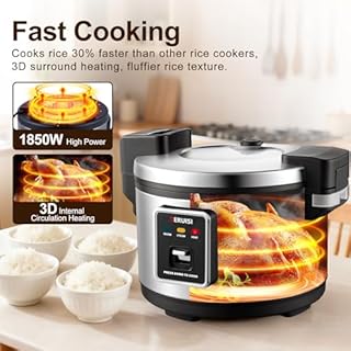 TERUISI 10L Commercial Rice Cooker 50CUPS Fast Cooking Electric Cooker with Auto Keep Warm, Non-stick Inner Pot for 10-20 People Use