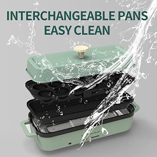 HeHoGoGo Multifunctional Electric Griddle Electric Skillet Nonstick Baking Maker with 2 Interchangeable Pan Takoyaki Maker Cake Pop Grill Maker Fried Steak by HeHoGoGo - Image 3