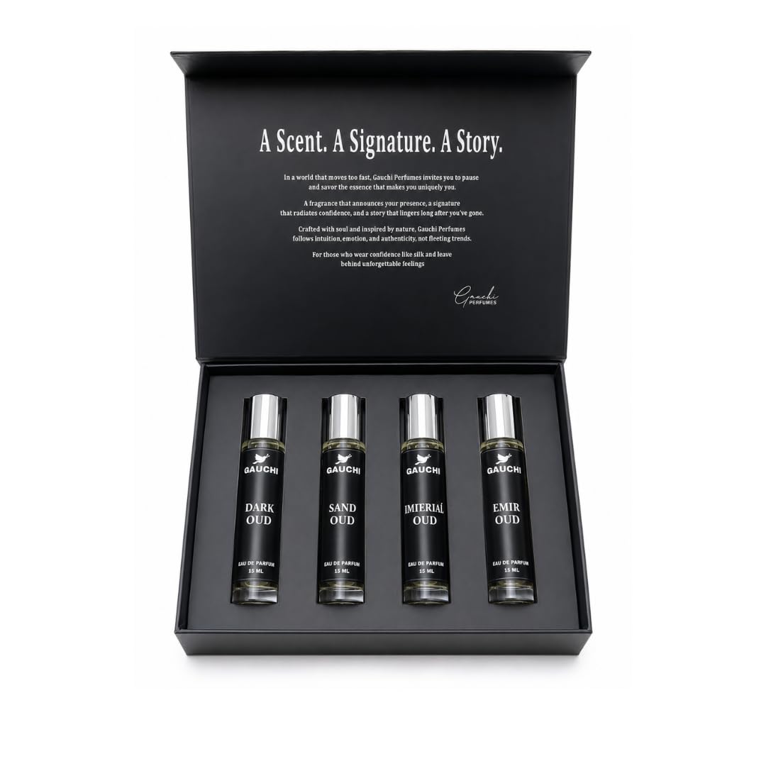 Gauchi Luxury OUD Experience Eau De Parfum Gift Set 4 x 15ml for Men & Women, Premium Long Lasting EDP Perfume, Oudh Fragrance Scent-picture-15