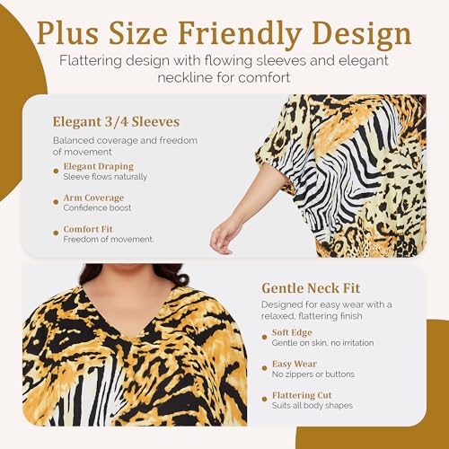 Image of Oussum Women Long Maxi Plus Size Polyester Kaftan Gown, Womens Kaftan Dresses Lounge Resort Wear, Plus Size Kaftan