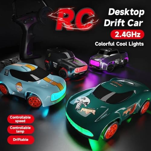Image of Amitasha Mini RC Drift Car 1:64 Scale Remote Control Car with LED Lights & Speed Mode, 2.4GHz Stunt Drifting RC Toys, Hobby Gift for Kids & Adult