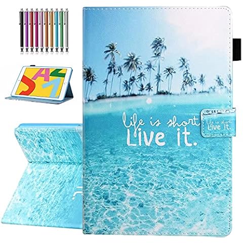 YUNHOTIC Case for iPad 9th/8th/7th Generation 10.2 inch (2021/2020/2019 Release) Auto Wake/Sleep, Premium PU Leather Folding Stand Cover with Pen Holder & Multiple Viewing Angles - Beach Cover