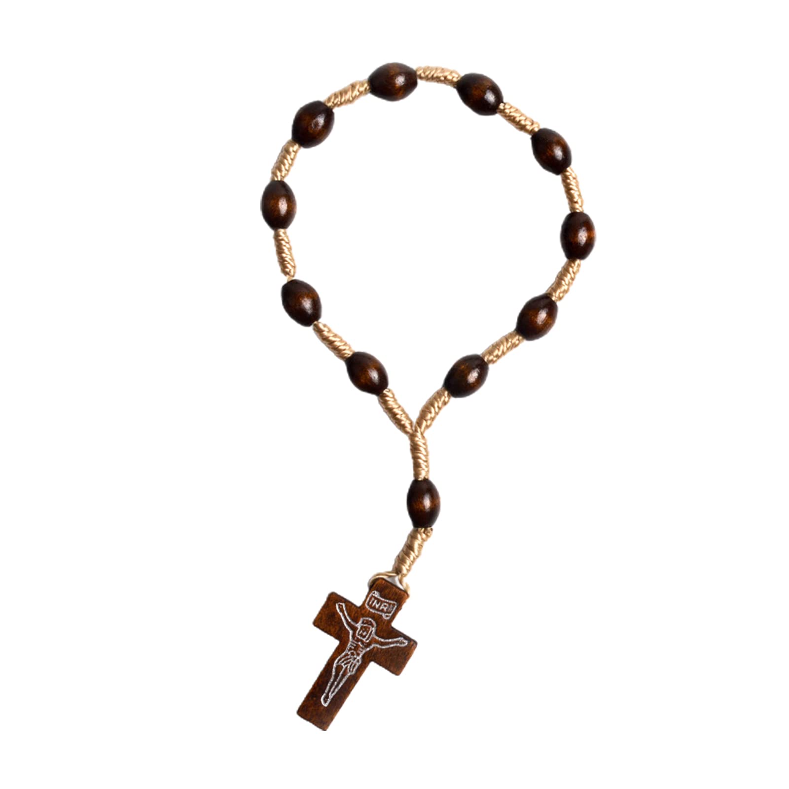 Sanrlo Catholic Rosary With For Pendant Rosaries Wood Beads Christening Communion Finger