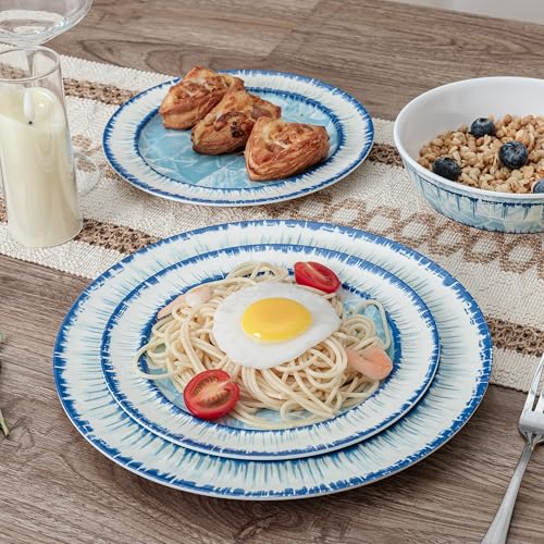 50% Off ZAROCRUS Melamine Dinnerware Set, 12-Piece Light Blue